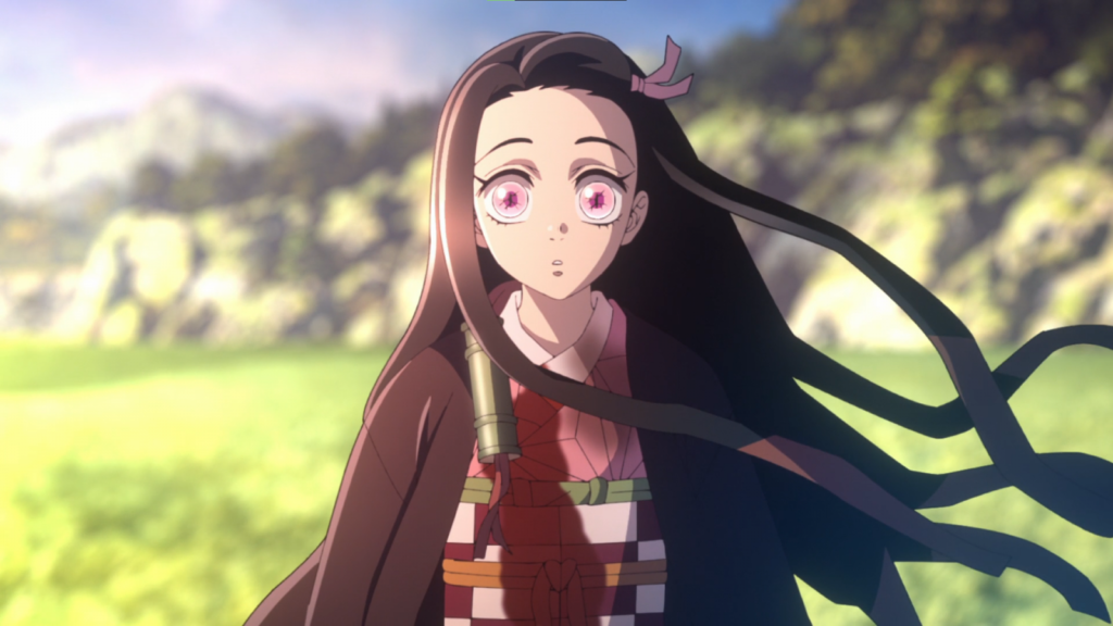 Nezuko Kamado Walking in the Sun for the first time as seen in Demon Slayer: Kimetsu no Yaiba Season 3 Finale